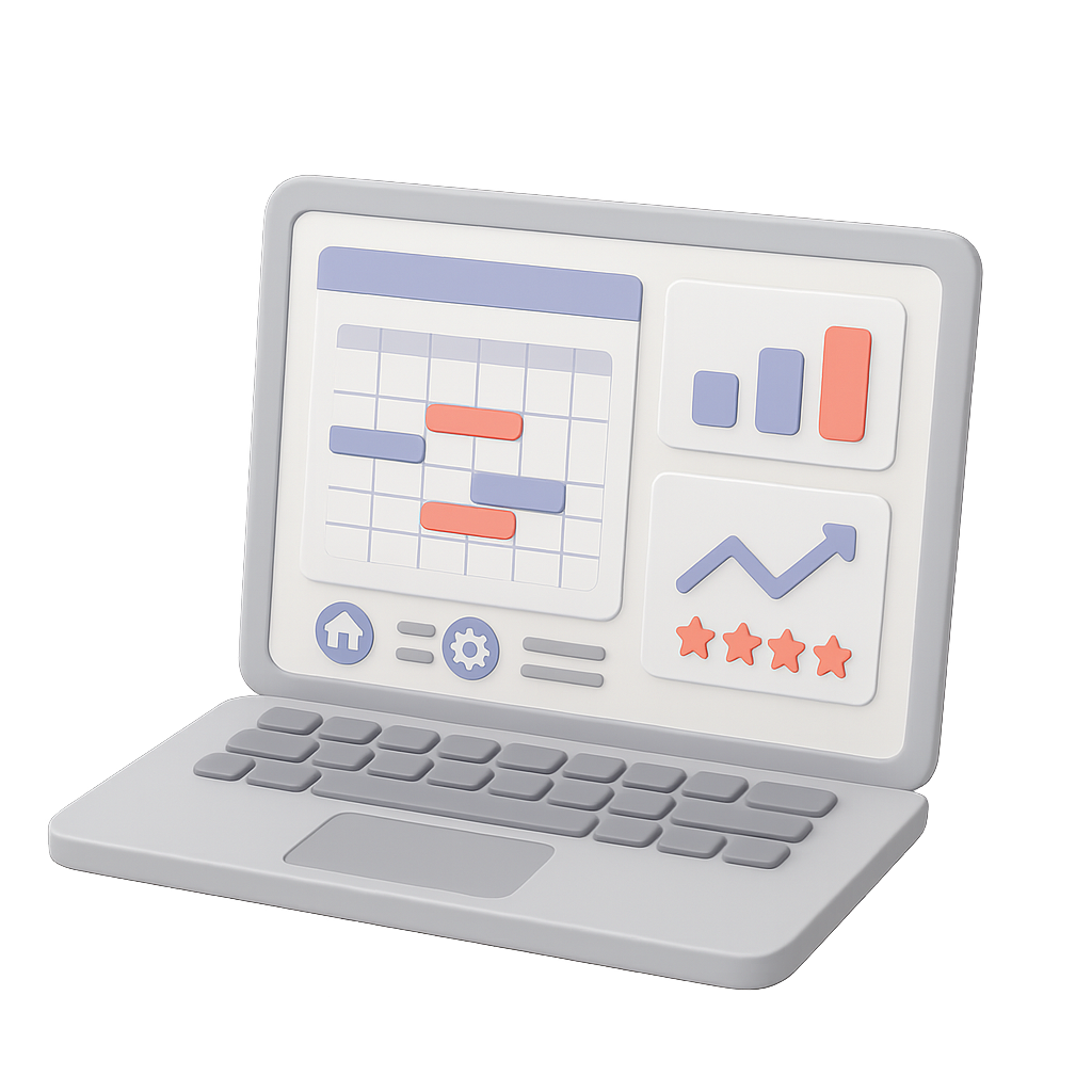Property management dashboard on laptop
